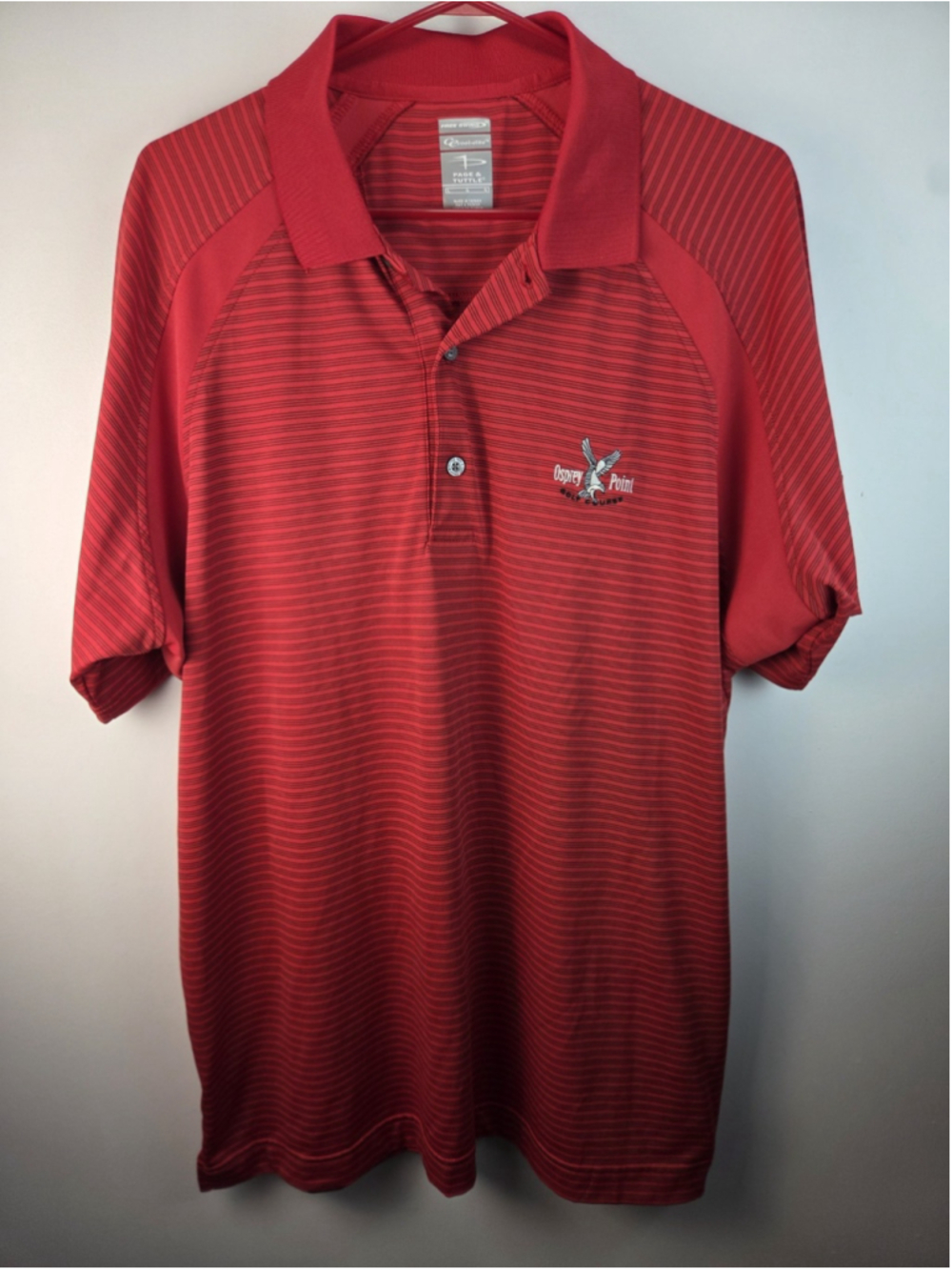 Page & Turtle Men's Golf Red Polo Don Law Golf Academy Osprey Point LARGE
